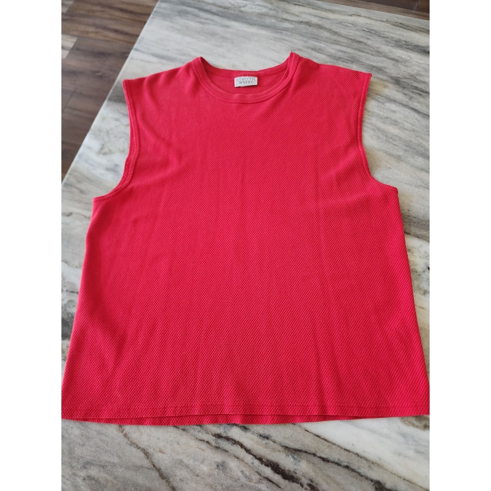 VTG 90s Athletic Works Mens XL Red Mesh Muscle Shirt Sleeveless Tee Gym Tank